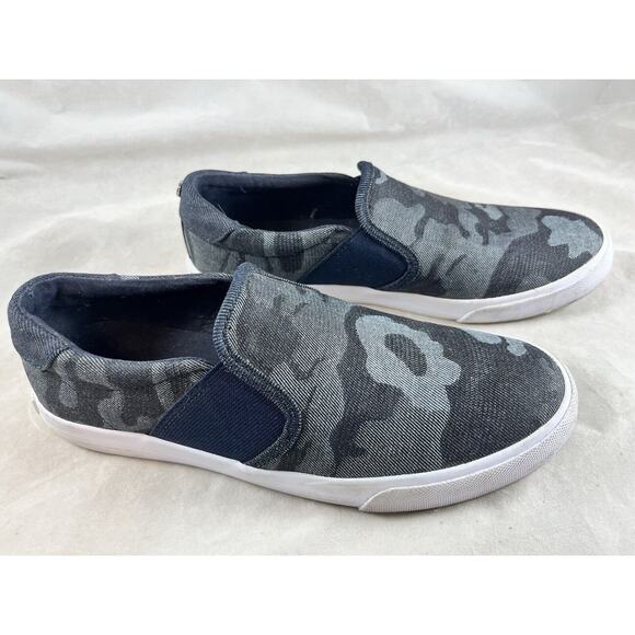 Nine West Lacie Slip On Sneakers Denim Camo Size 8.5 M Gray Tones - Picture 1 of 8